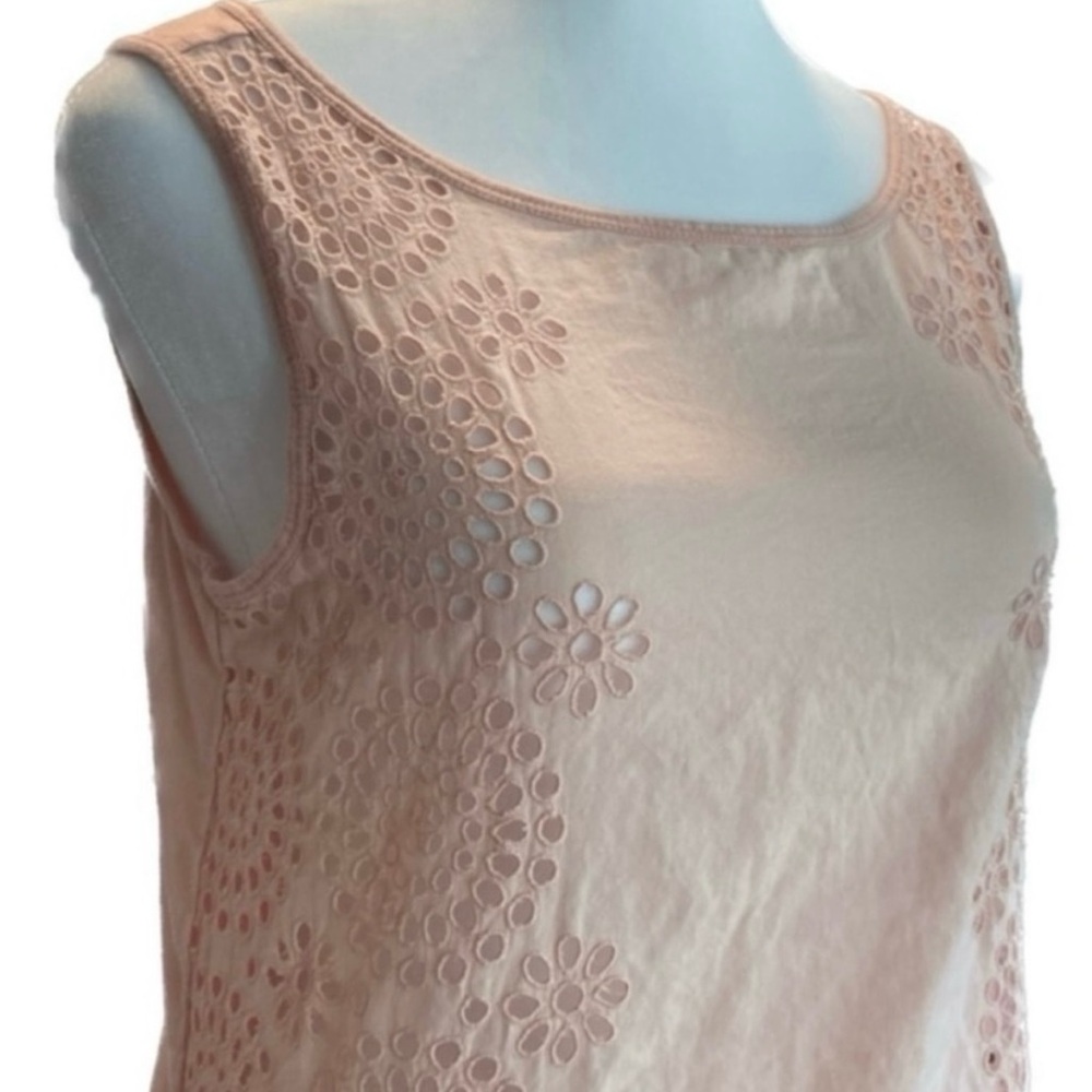 LOFT Pink Floral Embroidered Tank Top